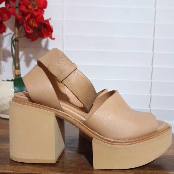 Paloma Barcelo tan platform leather ankle strap sandals size 36 (5.5-6) - Picture 1 of 11